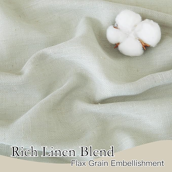 RYB HOME Linen Sheer Curtains 95 inches Long, Airy Breathable Absorbent Curtains & Drapes, Light Filter Half Privacy Protect for Sliding Door, Farmhouse, Living Room, 52" W x 96" L, 2 Panels, Sage
