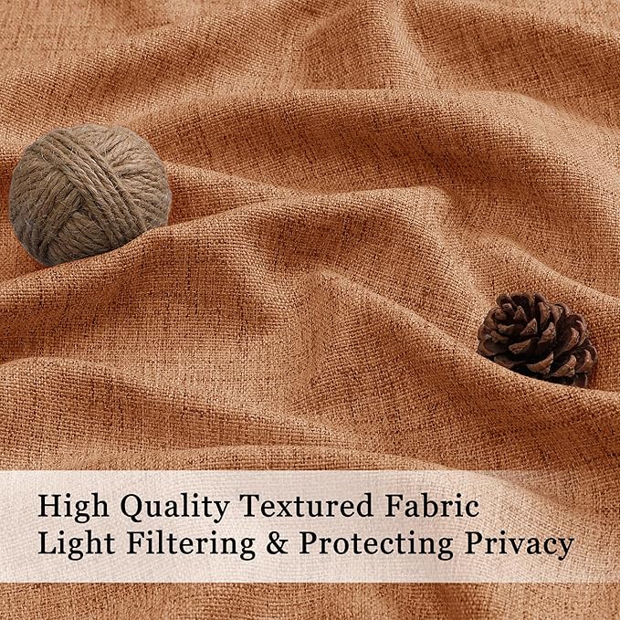 OWENIE Orange Valances for Windows 1 Pcs, Light Filtering Textured Farmhouse Short Small Valance Curtains for Bathroom Basement Living Room Bedroom, Rod Pocket Half Curtains Over Sink, 52Wx14L Inch