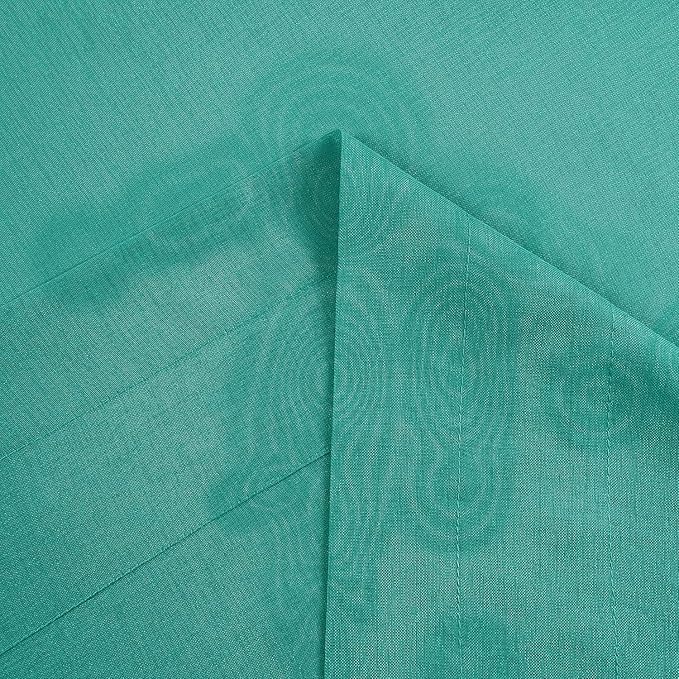 DWCN Teal Sheer Curtains Semi Transparent Voile Rod Pocket Curtains for Bedroom and Living Room, 52 x 54 inches Long, Set of 2 Panels
