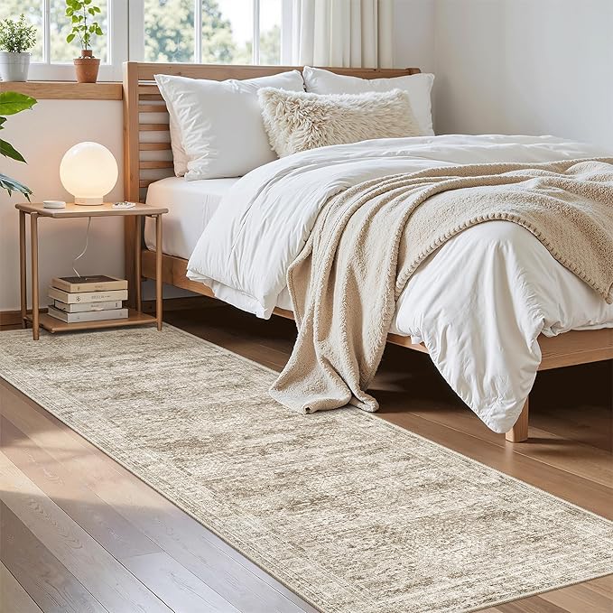 Runner Rug 2x7 Washable Non-Slip Hallway Runner Rugs for Kitchen Bathroom Laundry Room Brown Vintage Floor Carpet Runners for Hallways Entryway