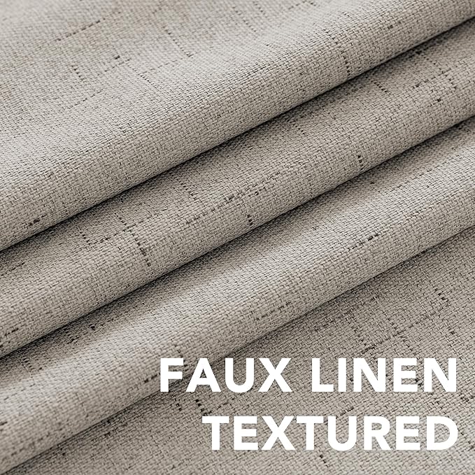 H.VERSAILTEX Primitive Linen Curtains 100% Blackout Curtain Drapes Burlap Fabric Curtains with White Thermal Insulated Liner, Grommet Top Drapes Living Room/Bedroom (2 Panels, 42 x 54 Inch, Stone)