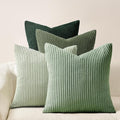 Topfinel Corduroy Throw Pillow Covers Pack of 2 LightGreen 22"x22" No Insert with Hidden Zipper Decorative Cushion Covers for Fall, Halloween, Thanksgiving,Light Green
