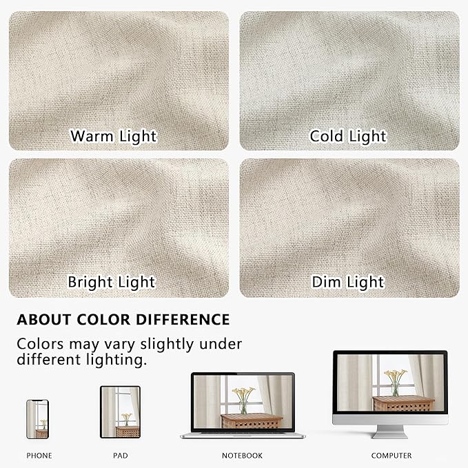OVZME Natural Valance for Windows, Light Filtering Faux Linen Textured Small Kitchen Valances for Windows, Dual Rod Pocket Farmhouse Short Curtain for Bathroom Basement, 60Wx22L inch, 1 Piece