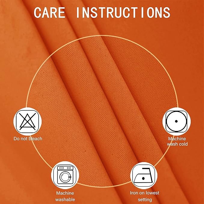 LEMOMO Blackout Curtains 42 x 84 inch/Orange Curtains Set of 2 Panels/Thermal Insulated Room Darkening Bedroom Curtains