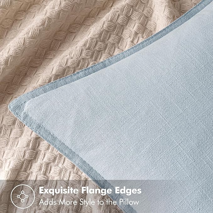 MIULEE Decorative Linen Euro Sham Pillow Covers 26x26 Light Blue Boho FarmhouseNeutral Couch Throw Pillows for Bed Pack of 2 Accent Coastal Modern Pillowcase Summer Sofa Livingroom Home Decor