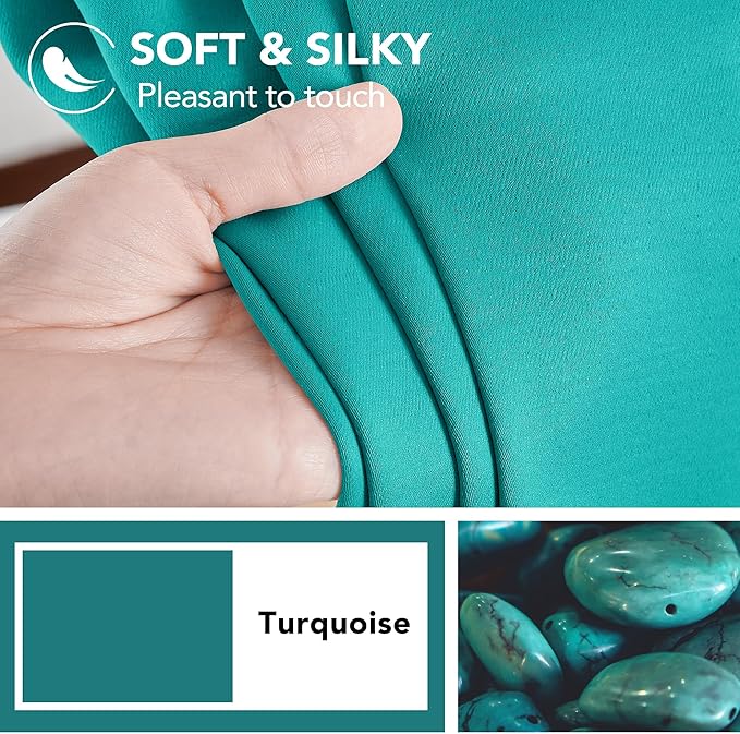 Deconovo Blackout Curtains, Thermal Insulated, W42 x L84 2 Panels, Back Tab, Machine Washable, Room-Darkening Drapes for Bedroom/Living Room Turquoise