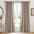 RYB HOME Linen Sheer Curtains and Drapes for Living Room and Dining Room 102 inches Length, Breathable Back Tab/Rod Pocket Semi Sheer Curtains, Oatmeal, W 52 x L 102 inches, 2 Panels Set