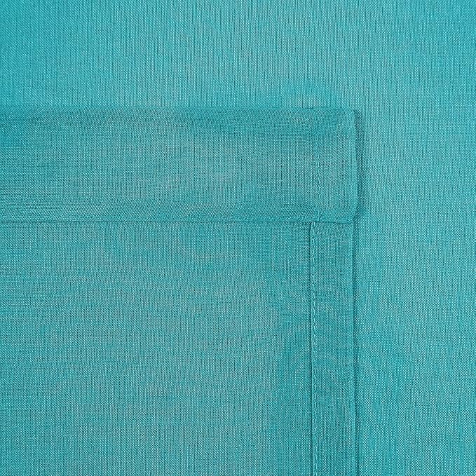 DWCN Turquoise Sheer Curtains Semi Transparent Voile Rod Pocket Curtains for Bedroom and Living Room, 52 x 54 inches Long, Set of 2 Panels