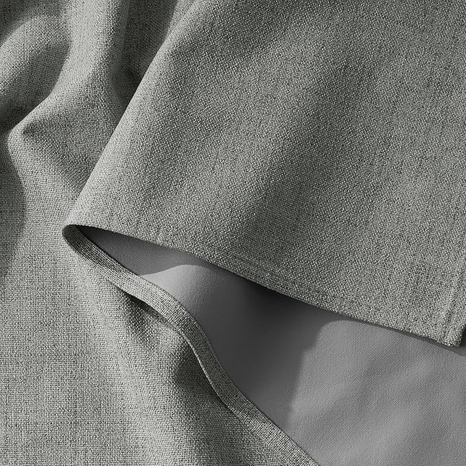 RYB HOME 100% Blackout Curtains Linen Textured 102 Inch Long, Insulating Energy Saving Window Curtains for Bedroom Living Room Dining Patio Sliding Glass Door, W52 x L102 inch, Grey, 2 Panels