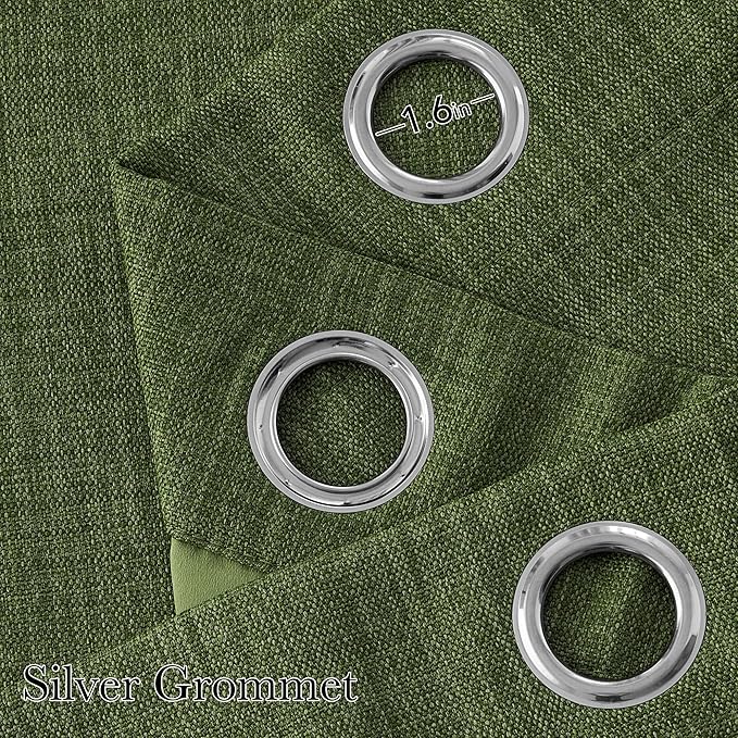 NICETOWN Faux Linen Froest Green Blackout Curtains 84 inches Long for Living Room - Privacy Panels for Bedroom, Modern Farmhouse Style Easy Care Grommet Top, 2 Panels, W52 by L84