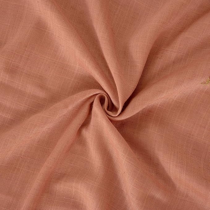 BGment Boho Terracotta Linen Curtains for Living Room 84 Inches Long, Burnt Orange Light Filtering Drapes Semi Sheer with Rod Pocket for Fall Bedroom Rust Color, Each 52 Inch Wide