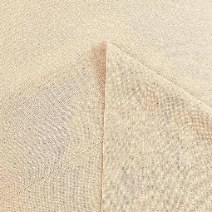 DWCN Beige Sheer Curtains Semi Transparent Voile Rod Pocket Curtains for Bedroom and Living Room, 42 x 45 inches Long, Set of 2 Panels