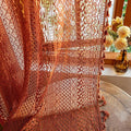 WAZZIO Boho Lace Curtains 102 Inches 2 Panel,Light Filtering Privacy Tassel & Geometry Crochet Semi Sheer Curtain Drapes for Bedroom Living Dining Room,Rod Pocket & Tassel,Full Decor,Burnt Orange